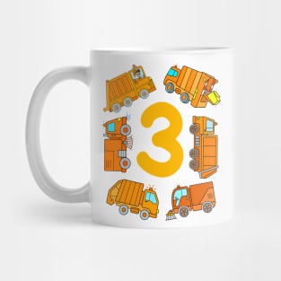 Trash Truck 3rd Birthday Boy Garbage Vehicles 3 Year BDay Mug